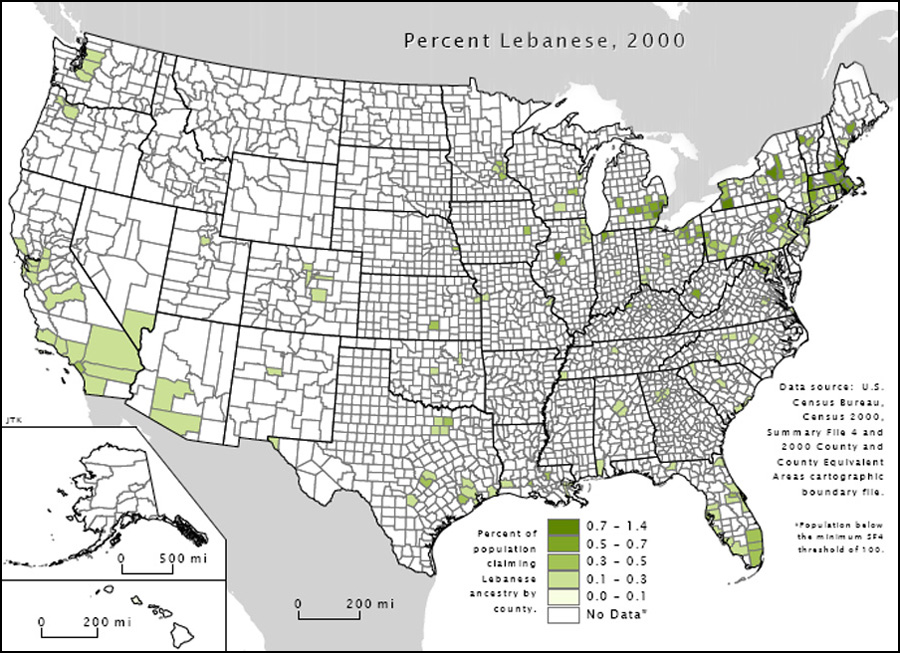 Lebanese-Americans Map